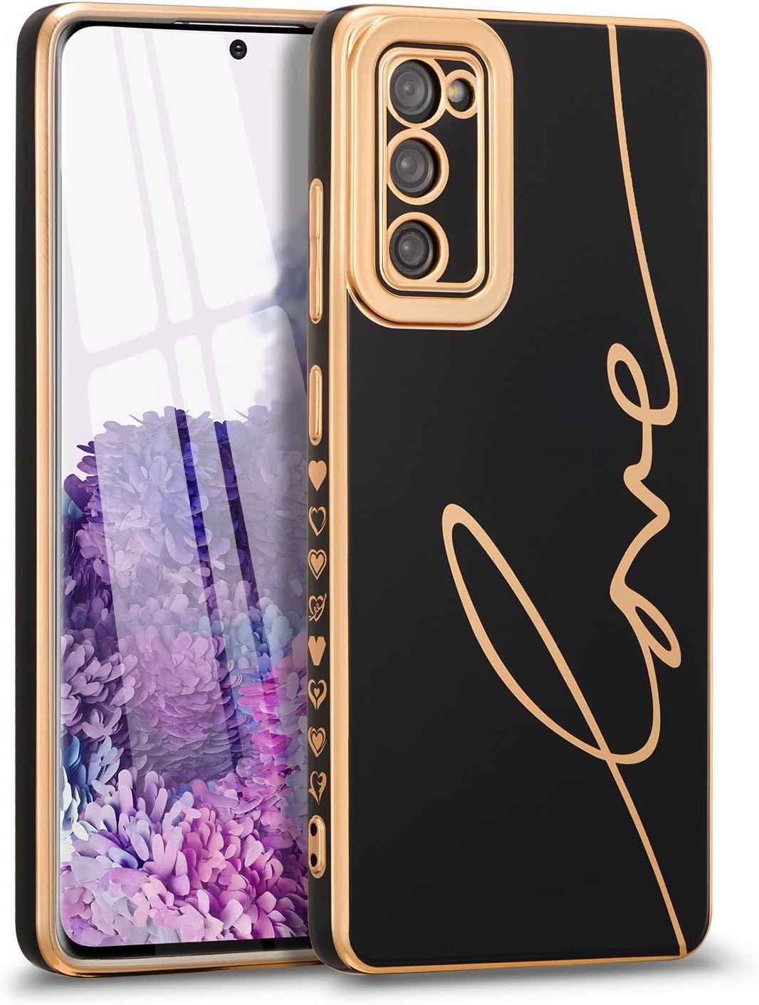 RALEAVO Funda para Samsung Galaxy S20 FE 5G, funda de lujo chapada en forma de corazón, funda delgada y suave de TPU a prueba de golpes, con