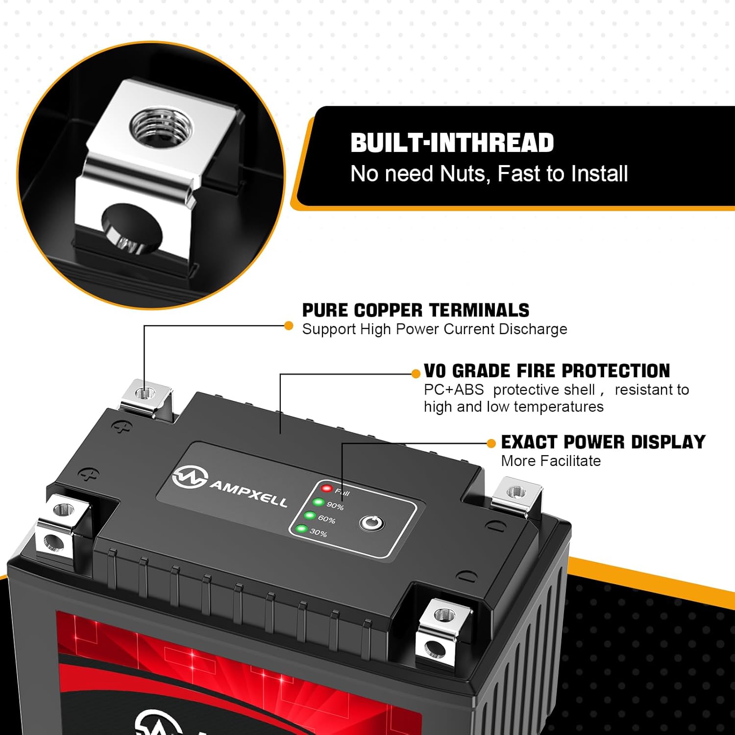 YTX7A-BS – Batería de litio para motocicleta de 12 V, 300 A, 5 Ah, repuesto YTZ10S-BS Powersport batería, motocicleta, ATV, UTV, scooter, 4 ruedas y
