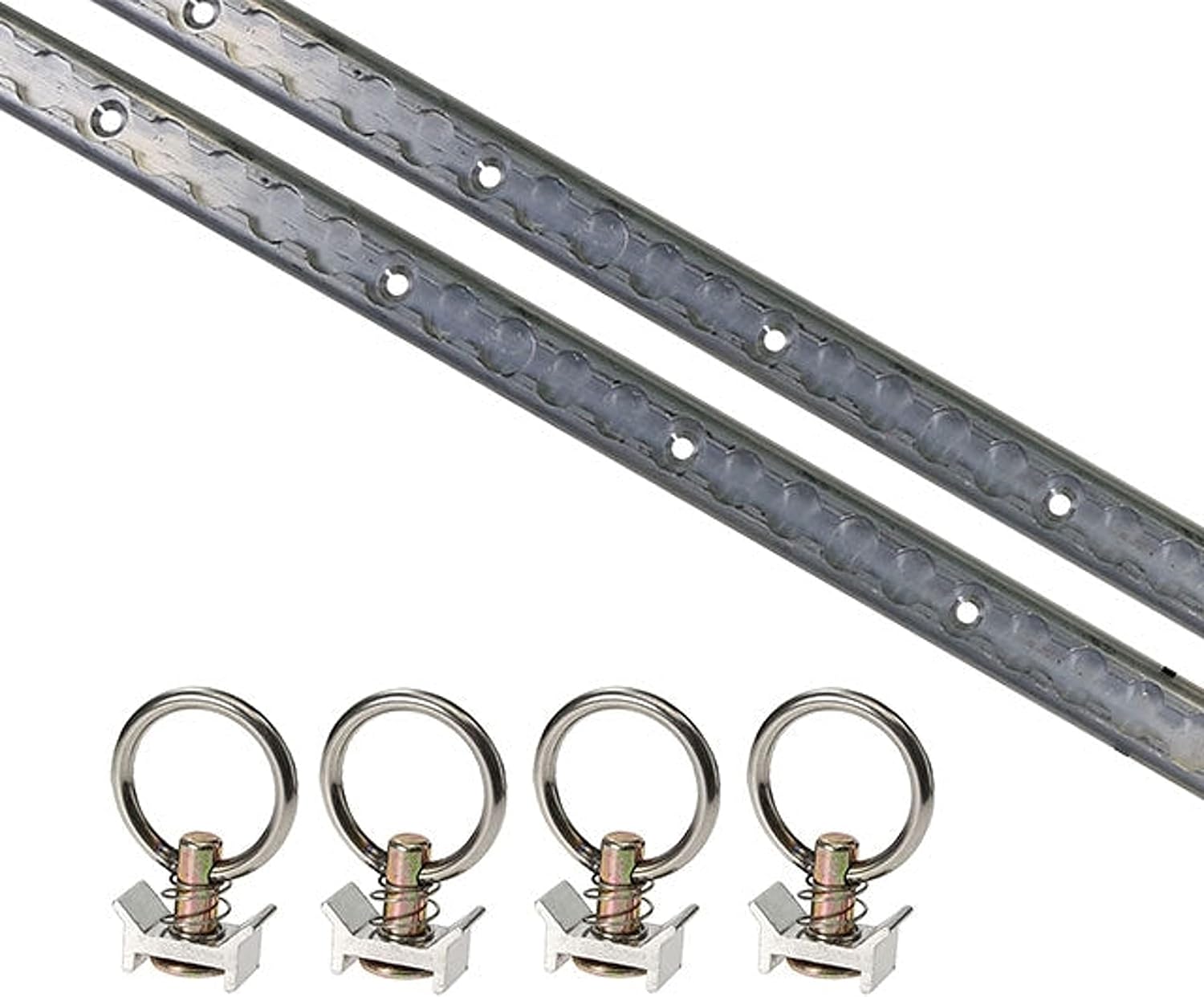 US Cargo Control Sistema de amarre de riel en L, incluye (2) riel en L de aluminio de 4 pies fabricado en Estados Unidos y (4) accesorios de junta