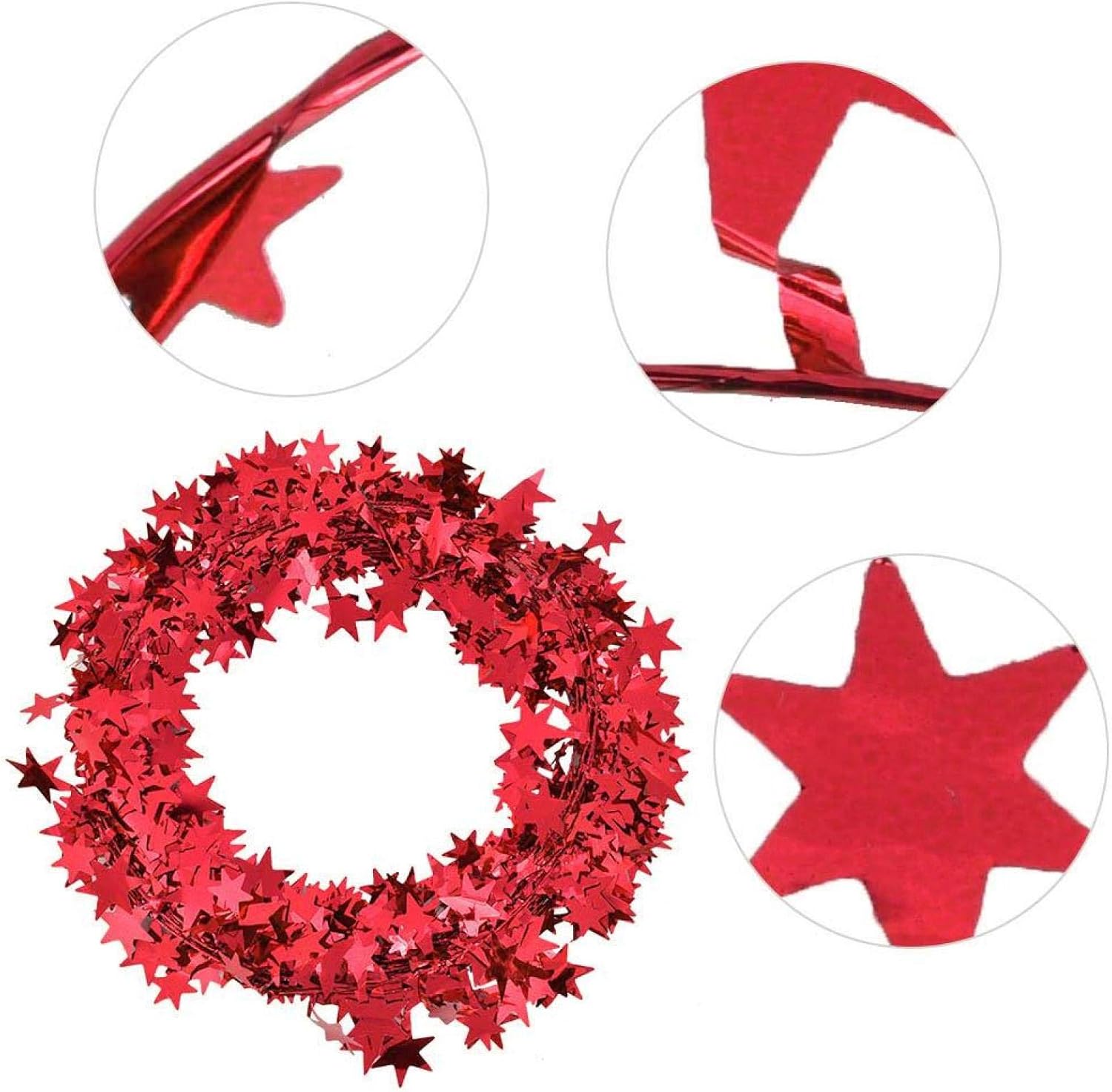 Guirnalda de alambre  Guirnalda de alambre de oropel en forma de estrella brillante de Colorfol, decoración de Navidad para árboles de Navidad,