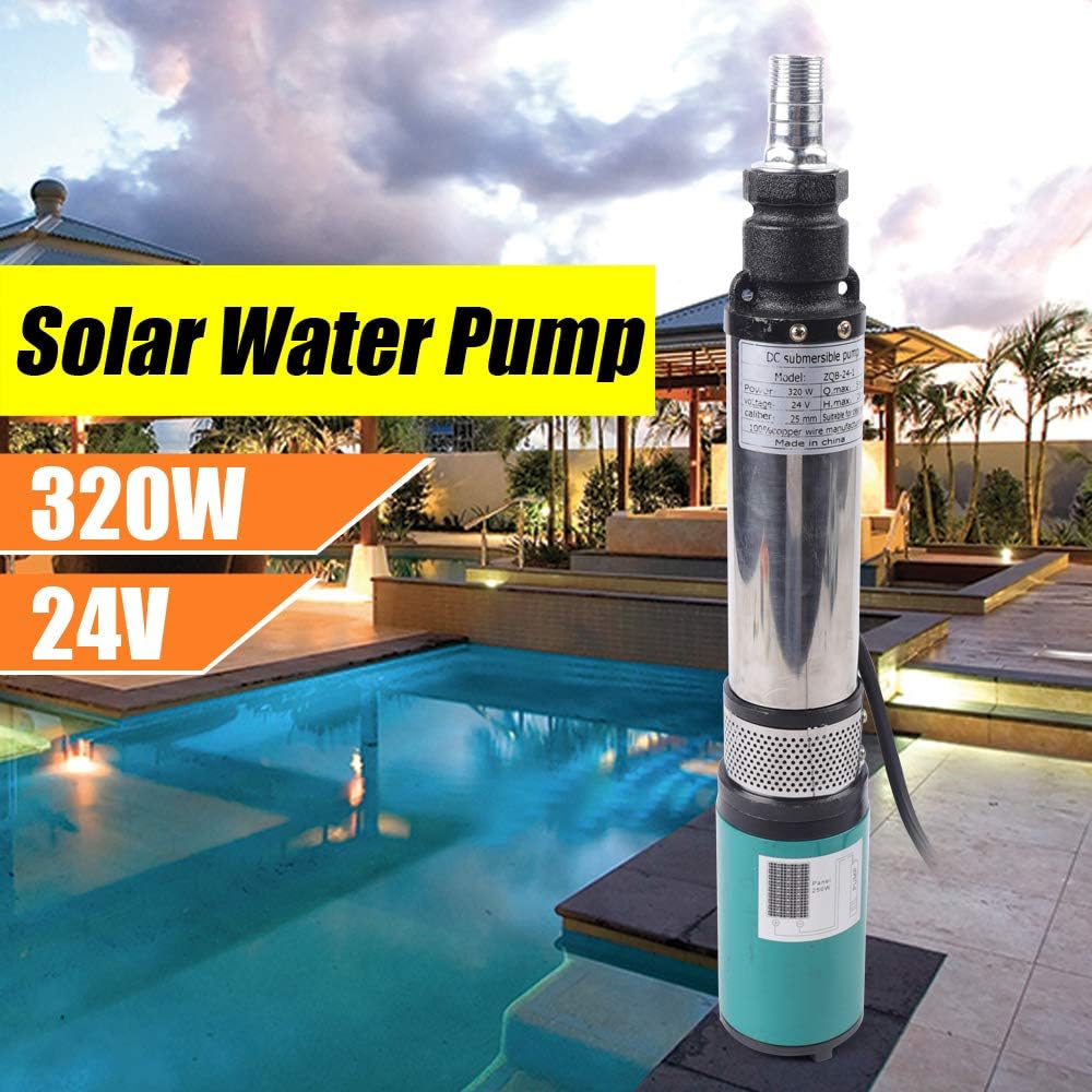 Bomba eléctrica de granja de 320 W y 24 V, bomba de agua sumergible de pozo profundo, bomba de agua solar para pozos profundos, bomba de riego