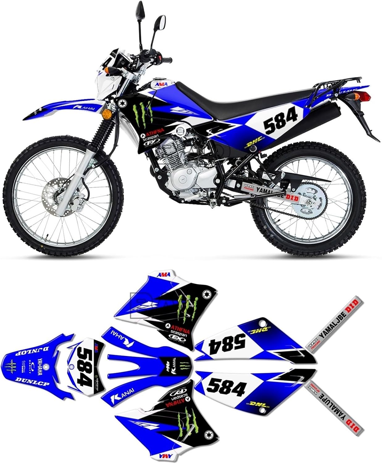 Kit de calcomanías gráficas para motocicleta compatible con YAM.AHA XTZ125 hnjxn