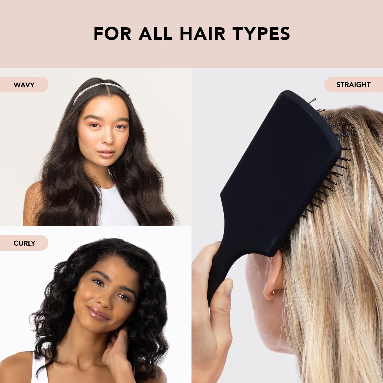 Kitsch Cepillo de paleta para secar con secador, cepillo para cabello grueso o fino, cepillo para mujeres con cerdas de nailon, cepillo desenredante