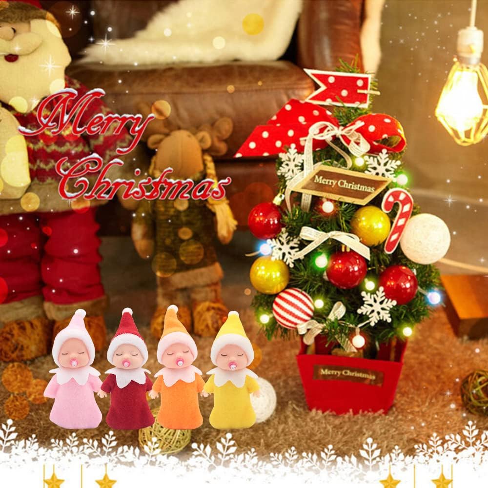 WULEEUPER Muñeca elfo durmiente con chupete  Juguetes de elfo en miniatura de Navidad  Regalo de fiesta de decoración de Año Nuevo (verde)