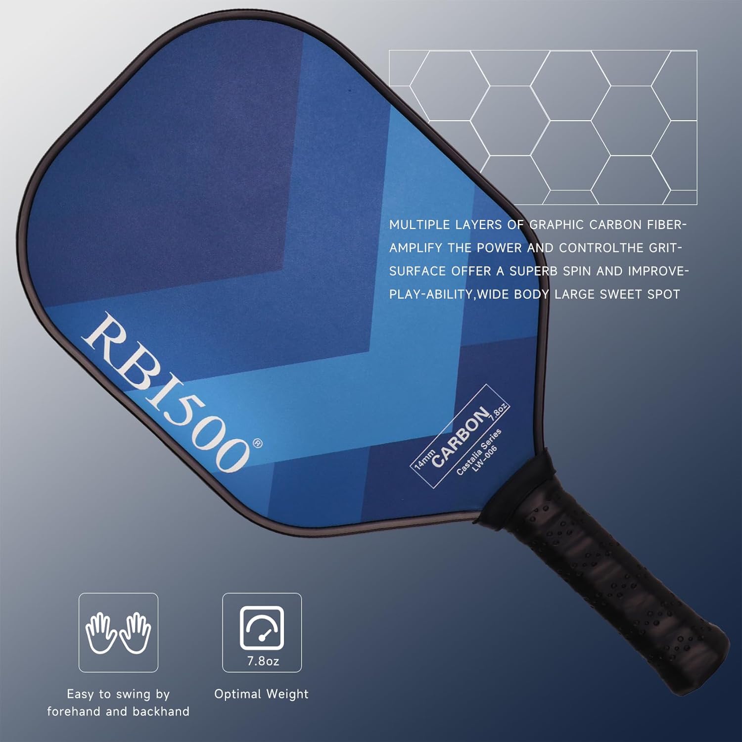 Paletas de pickleball, juego de 2 palas de pickleball de fibra de carbono intermedia, 2 para exteriores + 2 bolas de pepinillo para interiores con