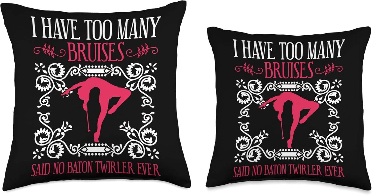 Baton Twirling & Majorette Dance Designs Twirler Design for Baton Gymnastics Throw Pillow, 18×18, Multicolor
