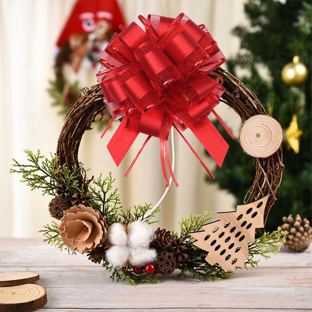 6 lazos de regalo grandes, lazos para envolver regalos, 6 pulgadas, cesta y decoración de boda, lazos de envoltura de regalos de vacaciones y