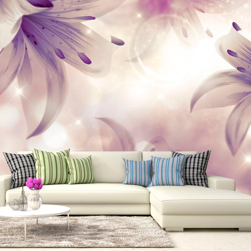 artgeist Mural de pared con flores moradas de 135 x 101 pulgadas, papel tapiz autoadhesivo autoadhesivo para despegar y pegar, calcomanía grande
