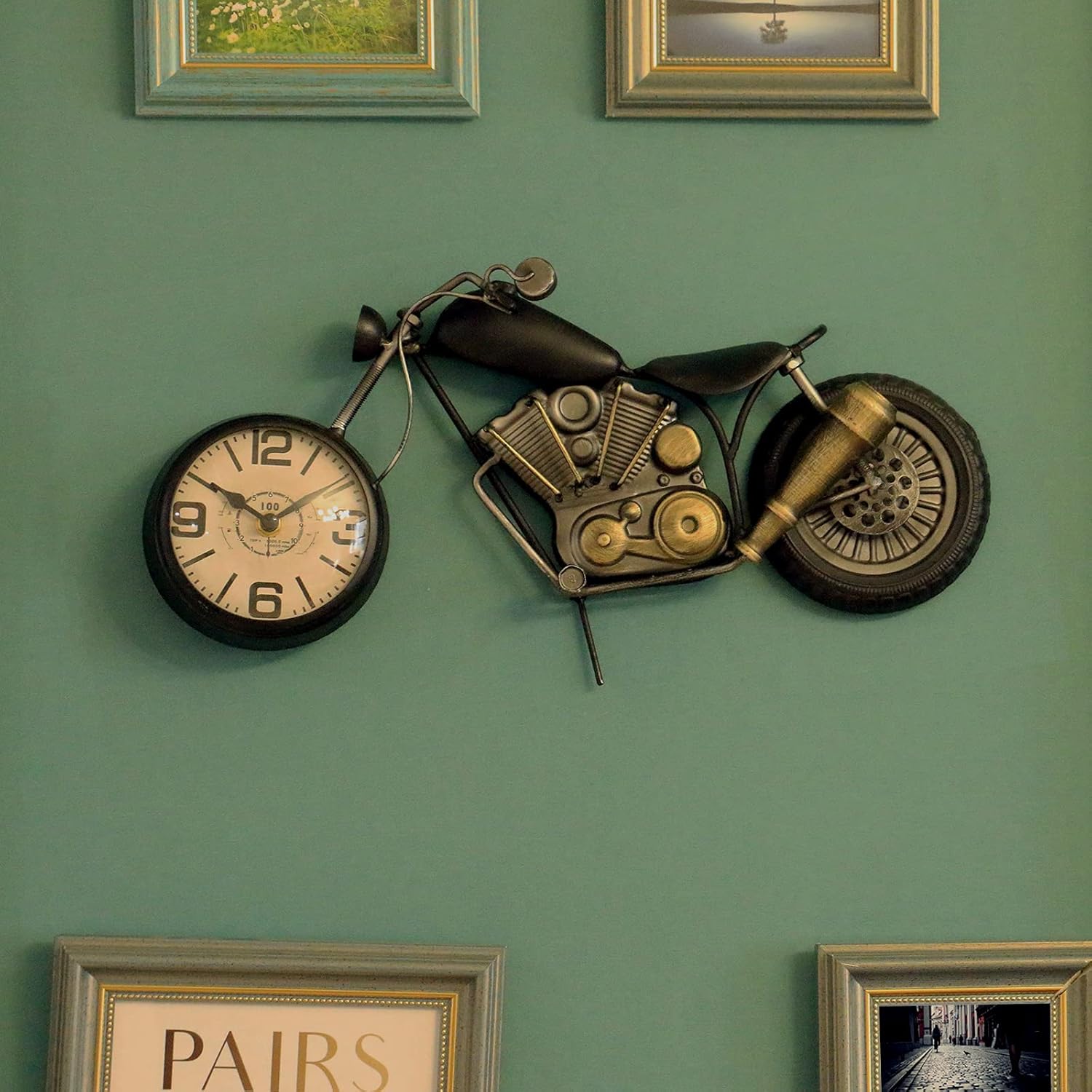 Reloj de escritorio vintage, reloj de mesa, regalos de motocicleta para hombres, decoración rústica de granja, regalos para papá, él, novio,