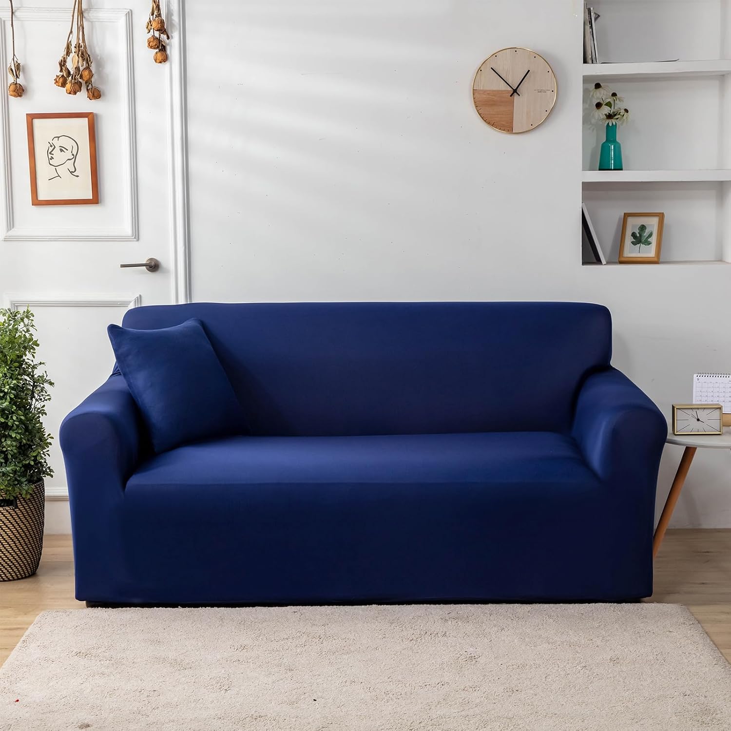 Funda elástica para sofá de 3 cojines, funda antideslizante de color liso, duradero, lavable, protector de muebles para decoración del hogar