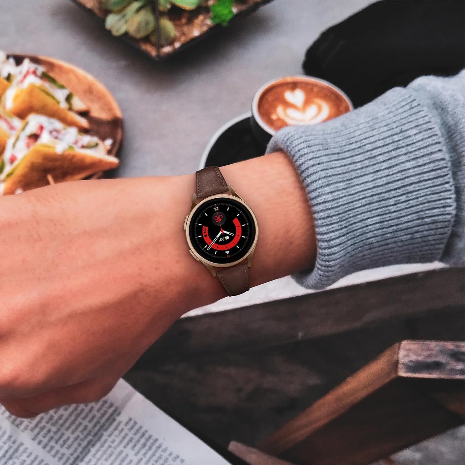 OXWALLEN Correa de reloj de piel de liberación rápida de 0.78 pulgadas compatible con Samsung Galaxy Watch 6 5 4 Band 1.575 in 1.732 inWatch 5 Pro