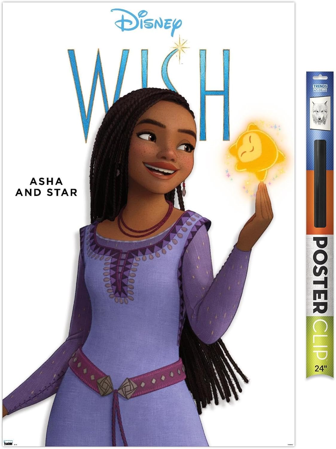 Trends International Disney Wish – Póster de pared Asha Feature Series, 22.37 x 34.00 pulgadas, paquete de póster y clip prémium