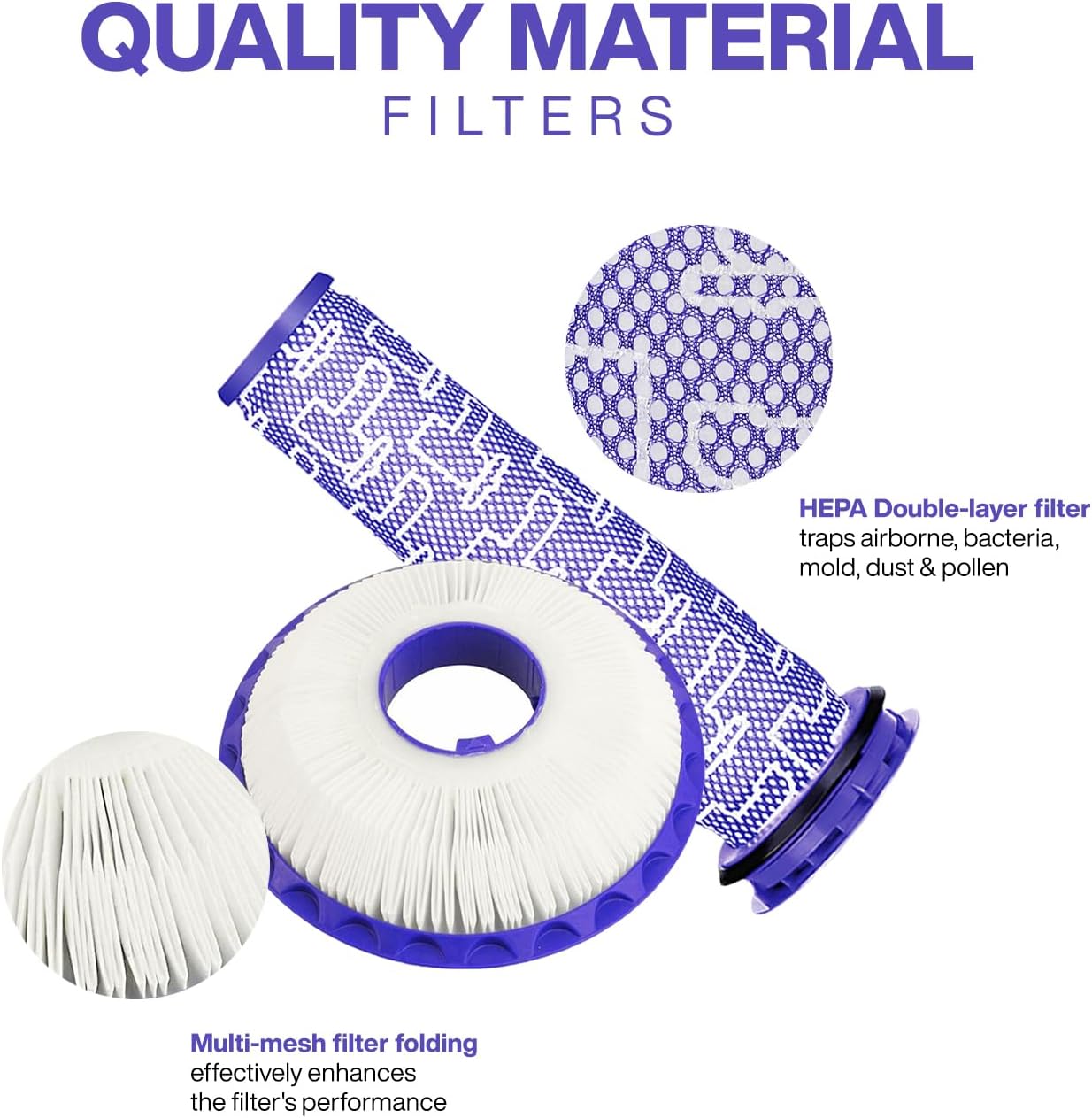 Paquete de 4 piezas de repuesto para filtros de vacío Dyson DC41, DC65, DC66, UP13, UP20, UP30 Animal, Multi Floor & Ball Vacuum  2 filtros de