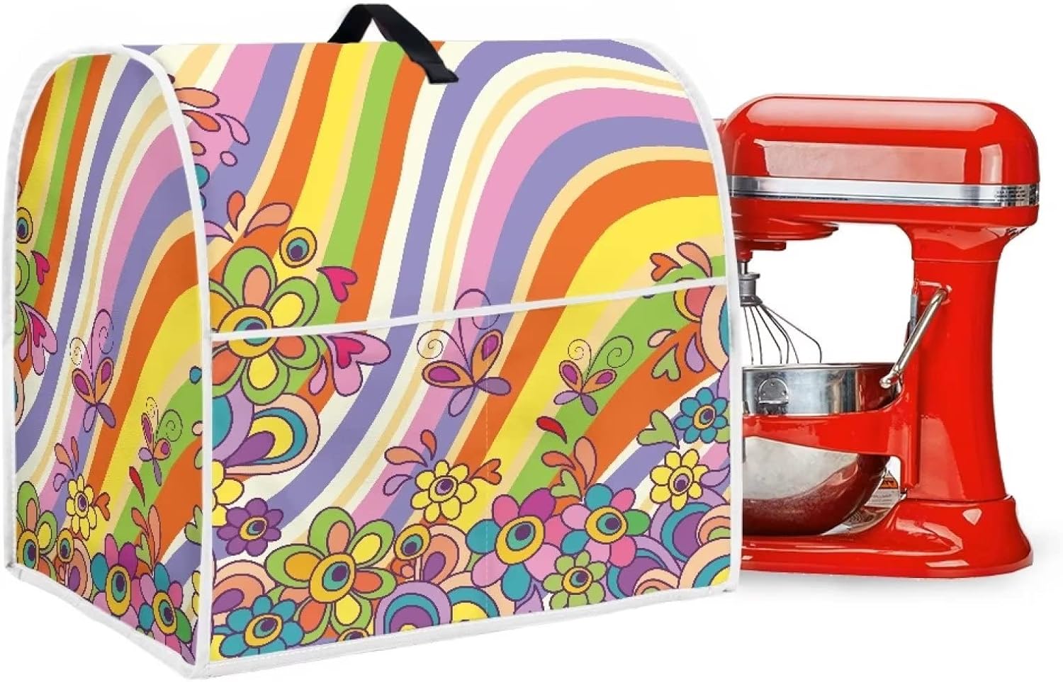 Colorida funda para batidora de cocina de mariposa hippie compatible con mezclador de pie de 4.5 a 5 cuartos de galón, cubiertas de ayuda de cocina