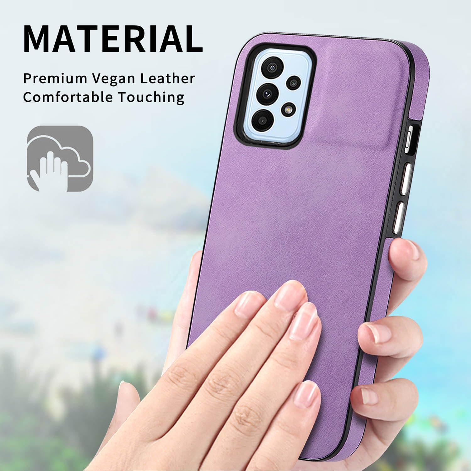 Asuwish Funda de teléfono para Samsung Galaxy A23 5G4G con protector de pantalla de vidrio templado y funda de cuero delgada y delgada, accesorios
