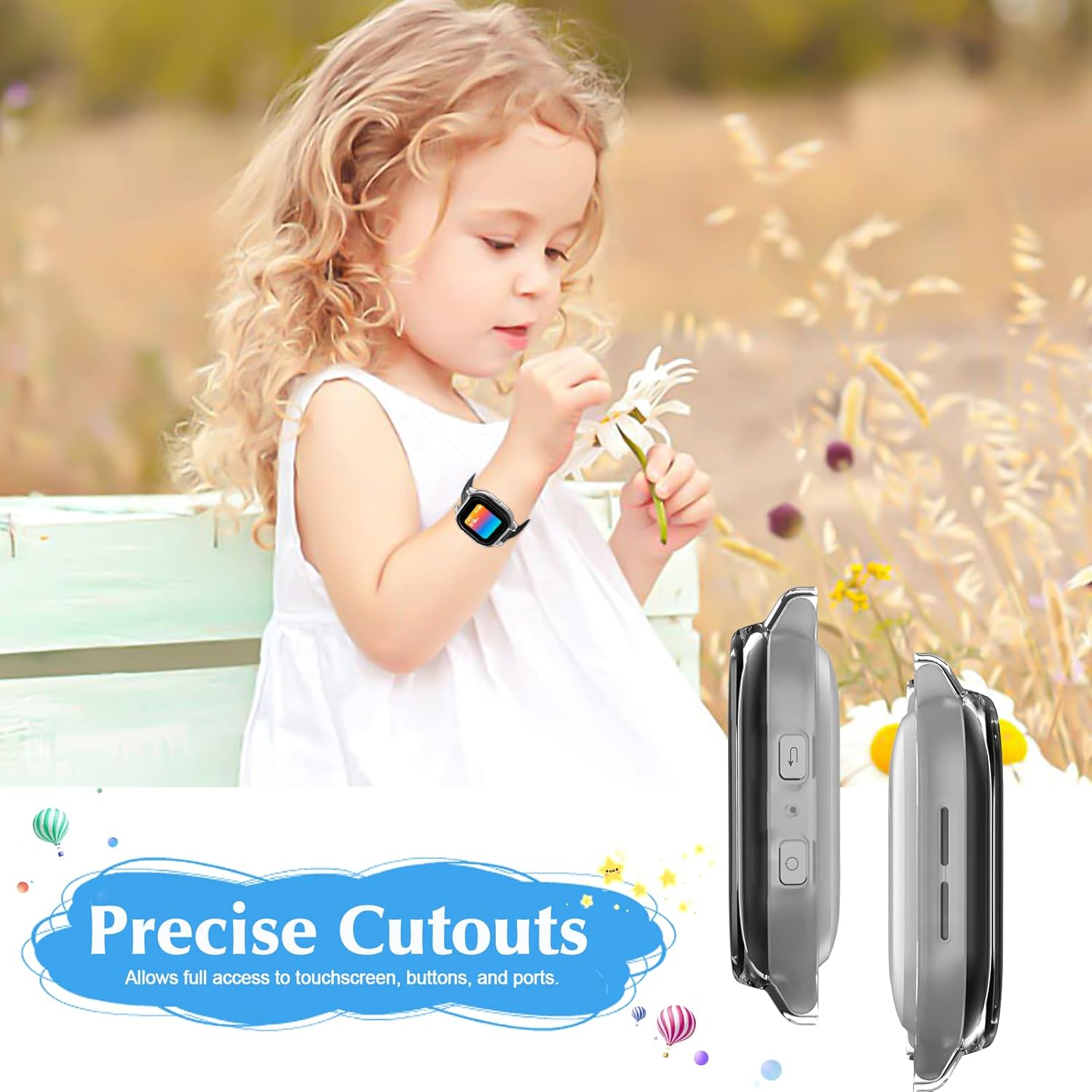 Paquete de 2 Funda compatible con protector de pantalla de reloj Gabb para niños, carcasa protectora general de policarbonato duro para parachoques