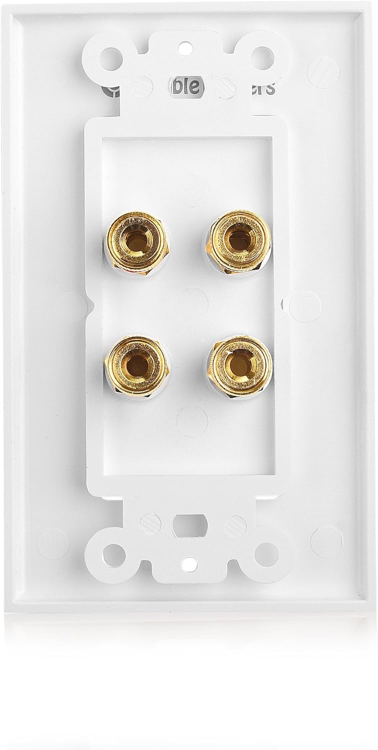 Cable Matters Paquete de 2 placas de pared de alambre de altavoz (placa de pared de altavoz, placa de pared de enchufe tipo plátano) para 2