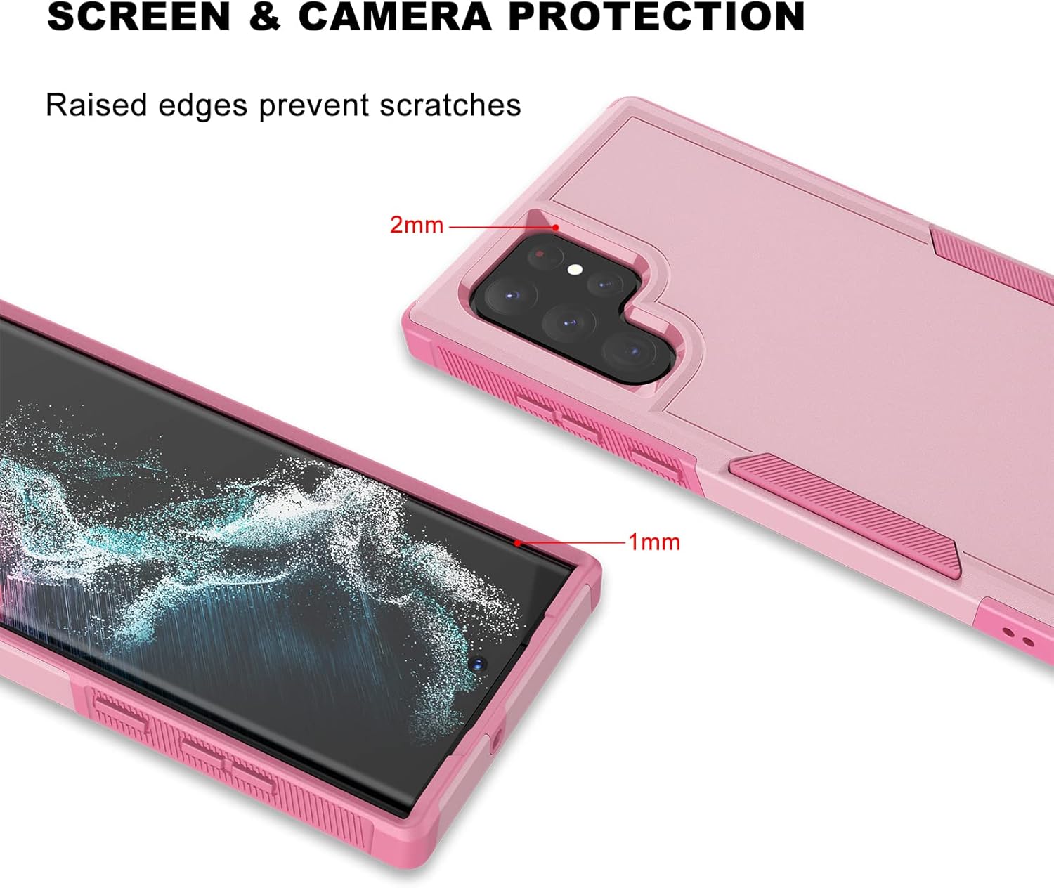 Funda para Galaxy S22 Ultra, protección contra caídas, doble capa híbrida de plástico duro + funda de goma de silicona suave para Samsung Galaxy S22