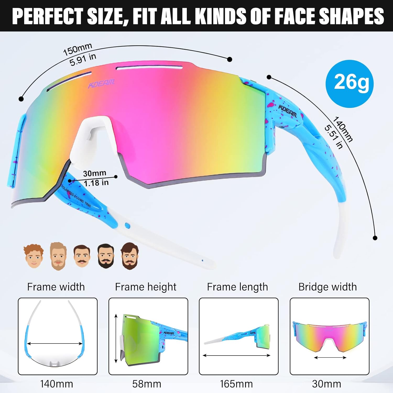 Gafas de sol polarizadas deportivas para mujeres y hombres, UV400, gafas de ciclismo, béisbol, correr, pesca, al aire libre, resistentes al viento