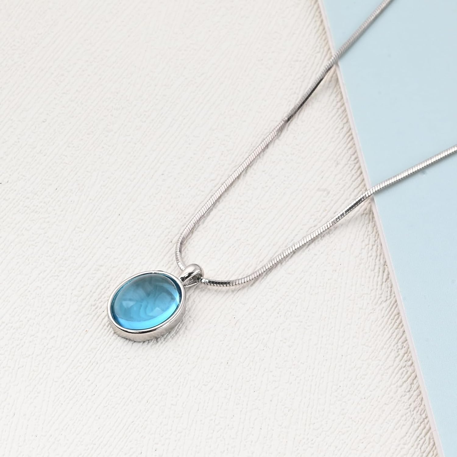 925 Sterling Silver Aquamarine Necklace Oval Blue Pendant Necklace March Birthstone Necklace for Women Handmade Aquamarine Jewelry for Gift