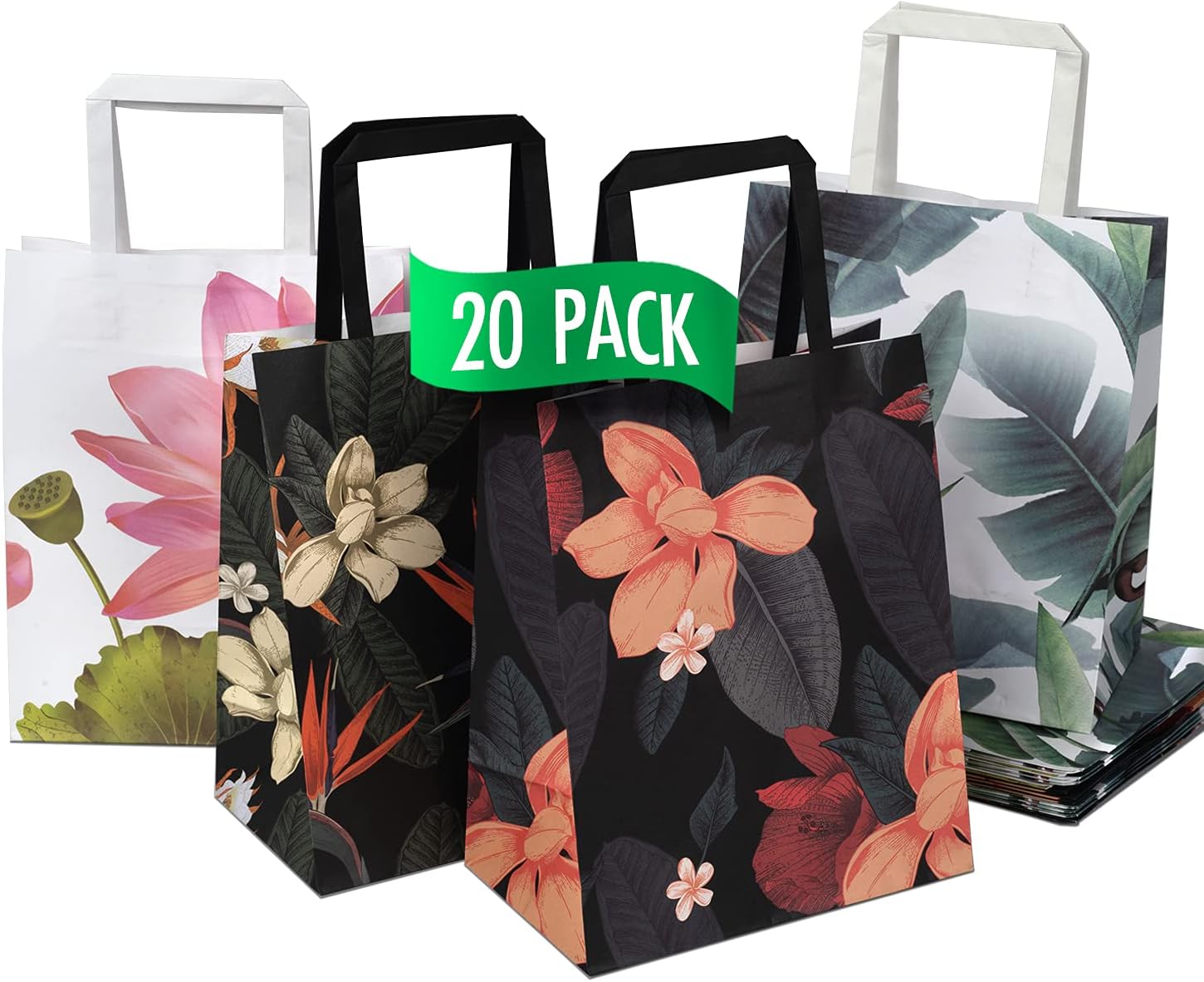 Homeadow Bolsas  20 bolsas de regalo surtidas, medianas (10 x 8 pulgadas)  4 diseños diferentes