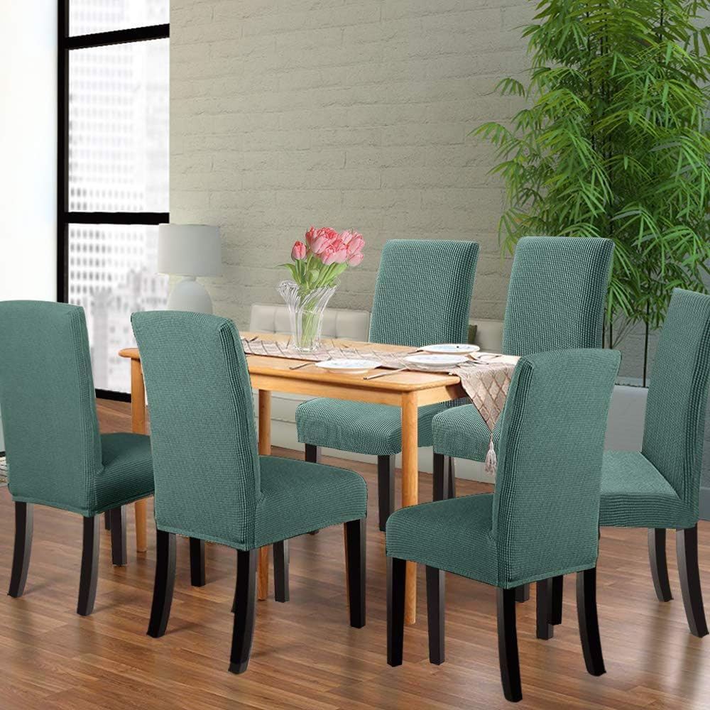Juego de 6 fundas para sillas de comedor, cocina, sillas Parsons, fundas lavables, protectores de asiento para hotel, banquete, ceremonia (cian