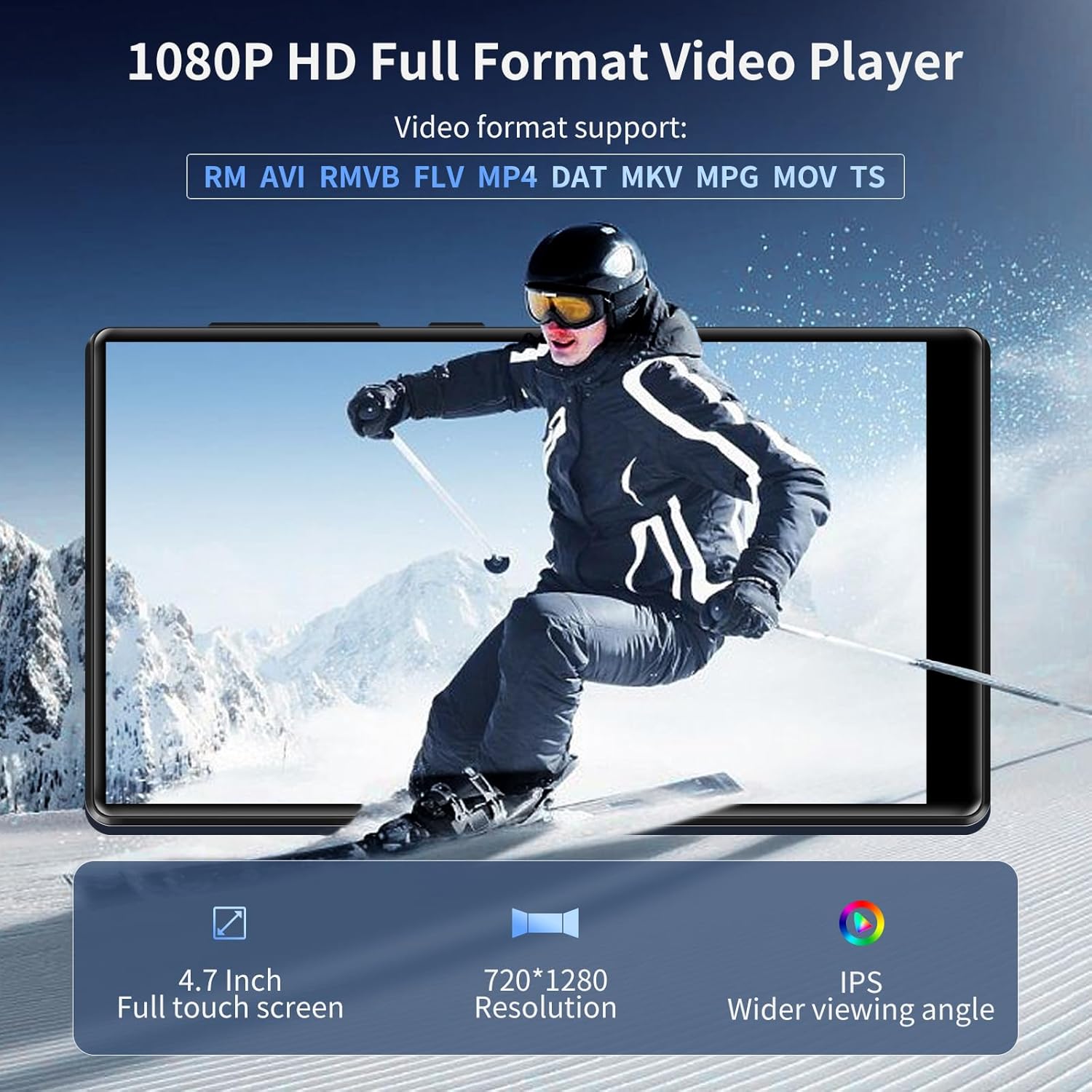 80GB MP3 Player with Bluetooth and WiFi, Android Streaming Music Player with Spotify, Tienda Music, Pandora, Audible, 4.7″ Mp4 Music Player and WiFi