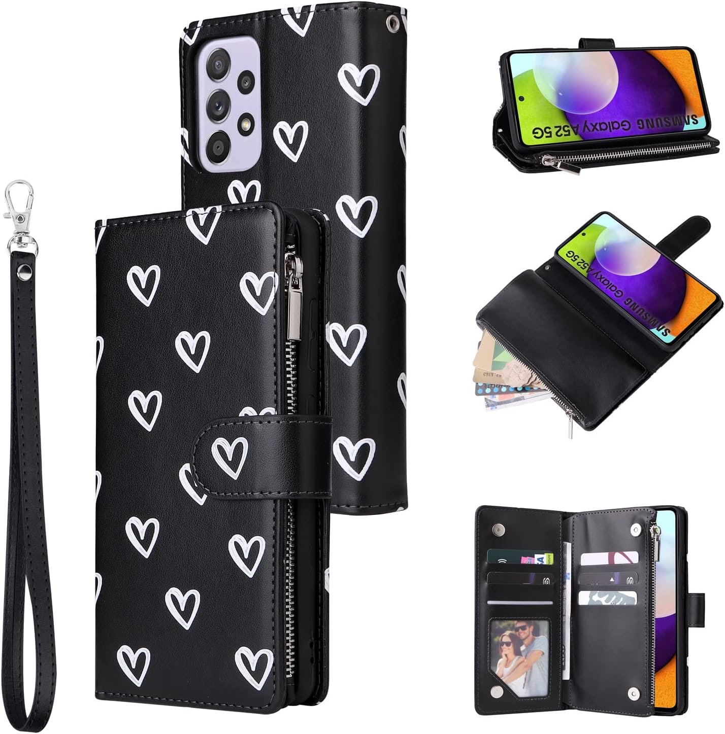 UEEBAI Funda tipo cartera para Samsung Galaxy A52 4G5G A52S 5G, bolso de mano con cierre magnético de poliuretano vintage de alta calidad, bolsillo