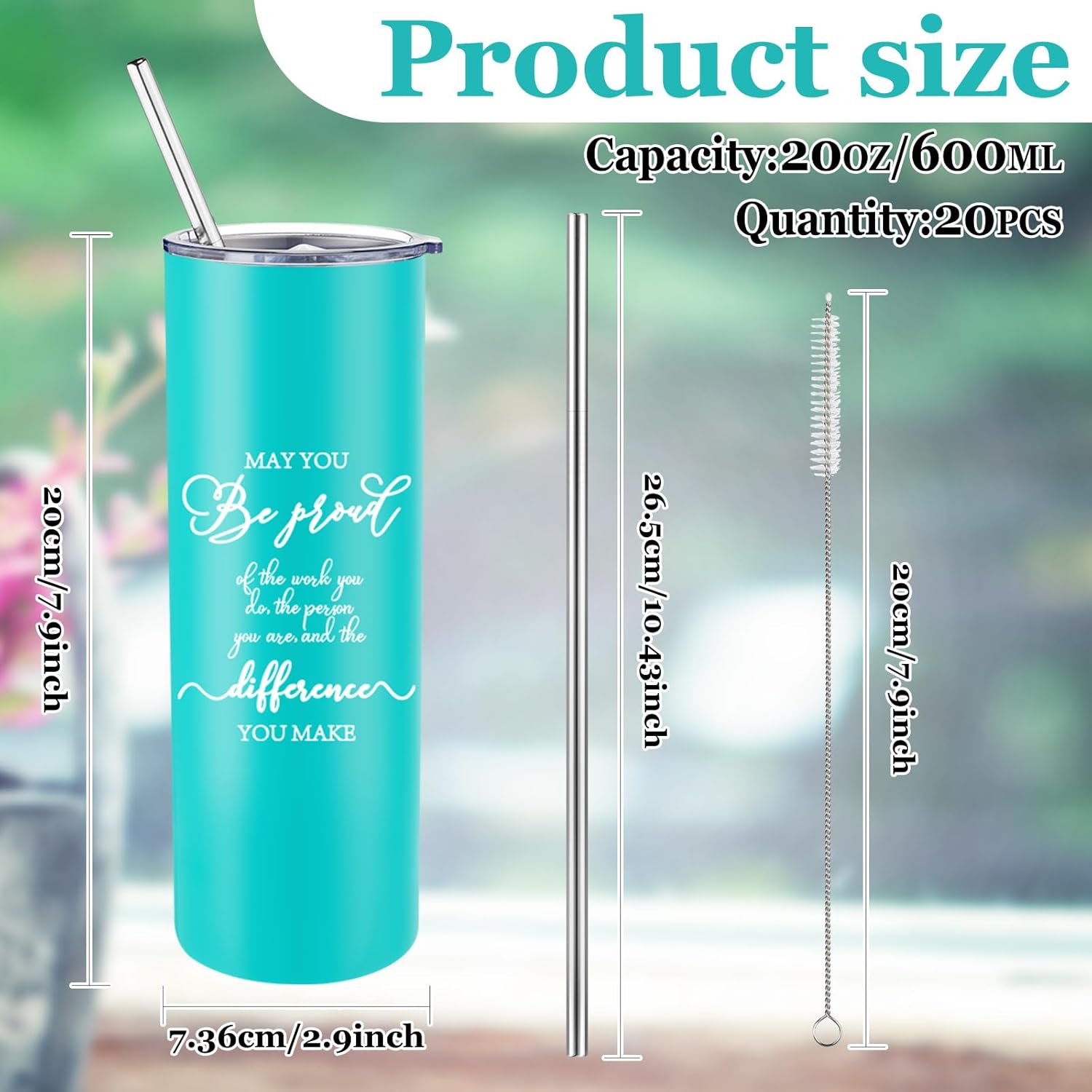 Norme 20 vasos de acero inoxidable de 20 onzas con texto en inglés “Thank You Gifts May You Be Proud of the Work You Do”, regalos de agradecimiento