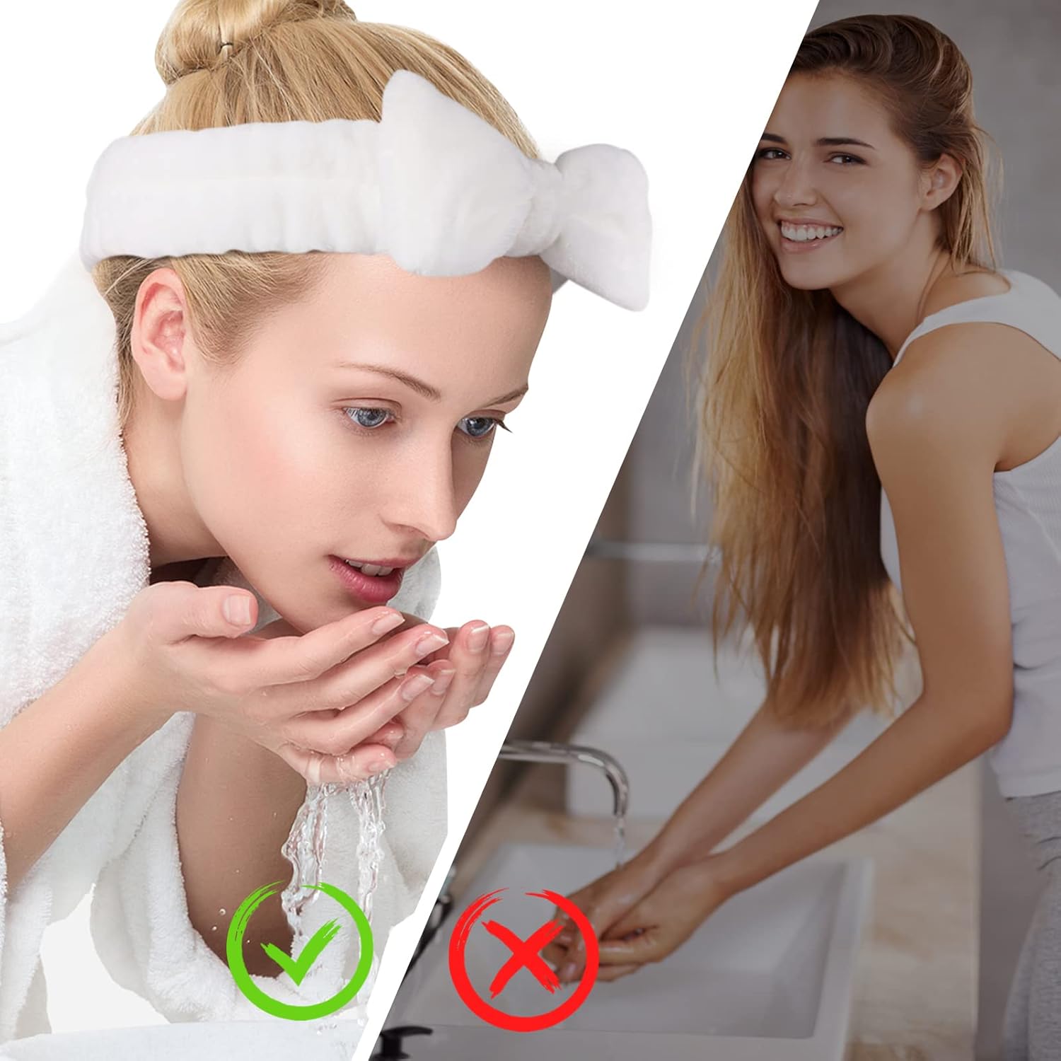 Juego de 3 diademas de spa y muñequeras para lavado de cara, reutilizables, suaves, para maquillaje, diademas de forro polar para el cuidado de la