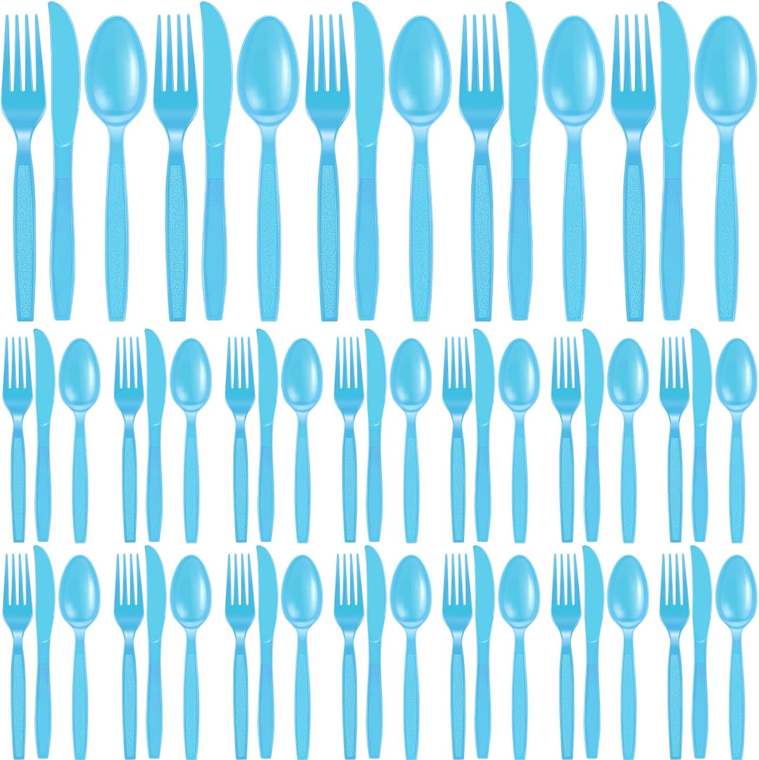 Juego de 300 cubiertos de plástico resistentes, 100 tenedores de plástico, 100 cucharas de plástico y 100 cuchillos de plástico, utensilios