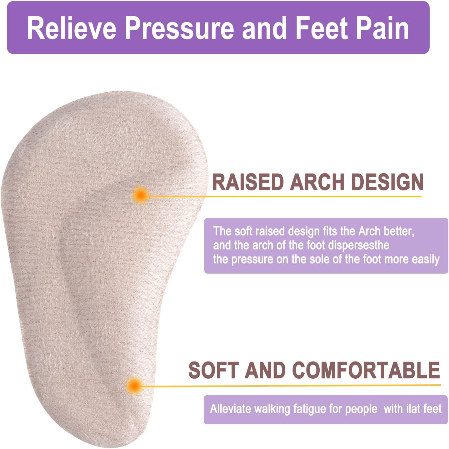 6 pares de almohadillas de soporte de arco de gel para fascitis plantar, plantilla adhesiva de arco alto, almohadillas de arco plano para aliviar la