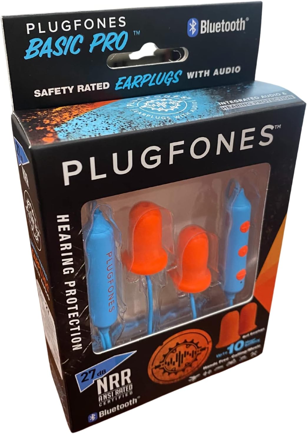 Plugfones Basic Pro – Auriculares intrauditivos inalámbricos Bluetooth  Reducción de ruido con micrófono de aislamiento de ruido y controles (azul y