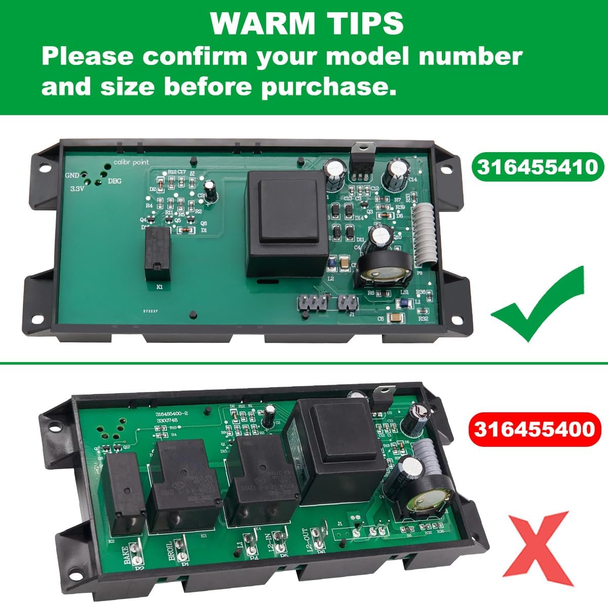 316455410 Placa de control de horno (incluye superposición) – Compatible con Elec-trolux Frigidaire reemplaza 316222800, 316222802