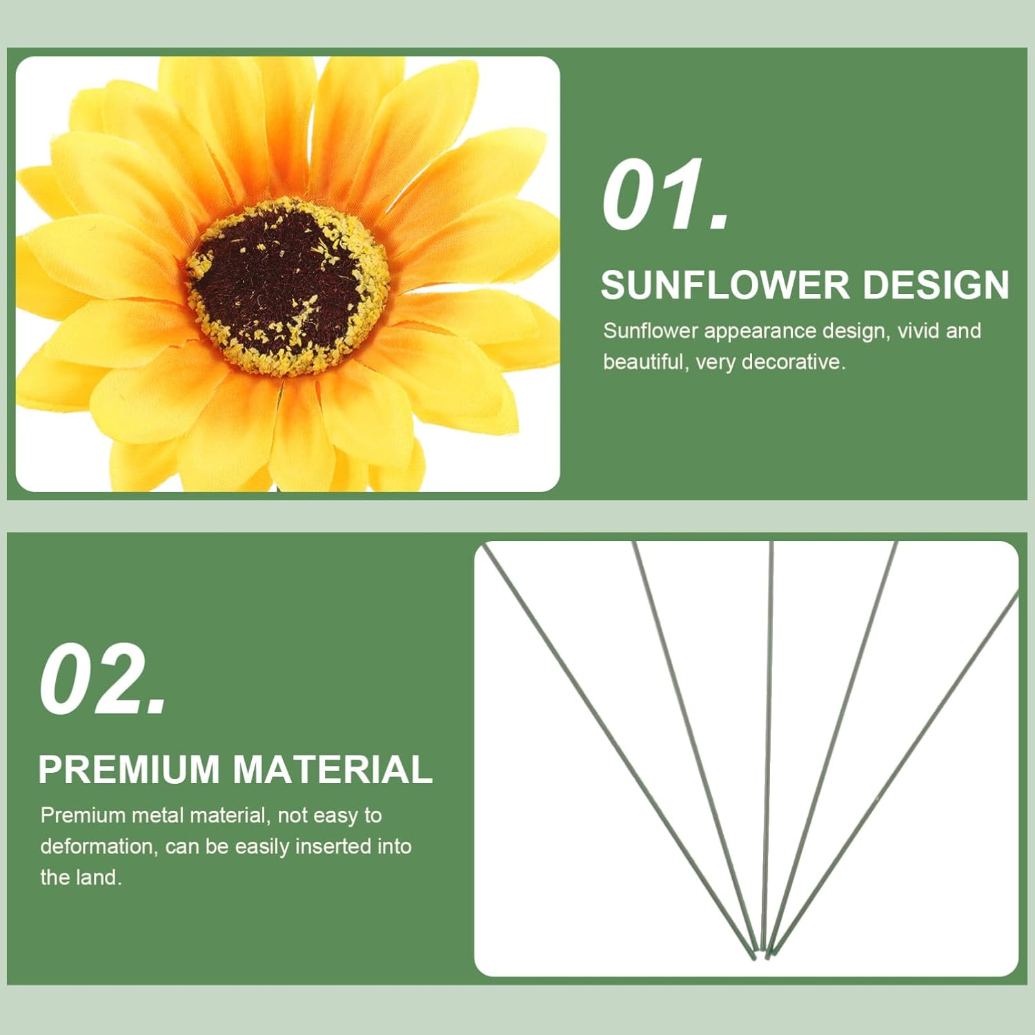 SEWACC Juego de 5 piezas de metal grande con diseño de girasol, decoración de jardín, a prueba de óxido, margarita amarilla, flor de metal, arte