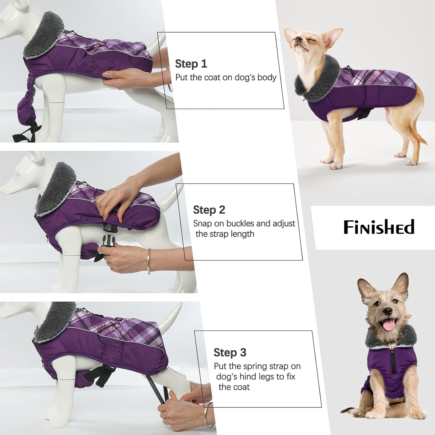 QBLEEV Abrigo de invierno para perro, abrigo cálido para perro, chaqueta reflectante para perros grandes, abrigo para clima frío, chaqueta