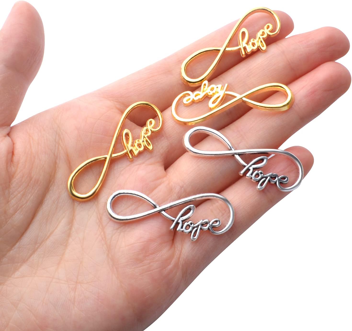Aylifu Dijes de conector infinito, 60 dijes de símbolo de esperanza infinita, dijes de aleación, suministros de manualidades para collares,
