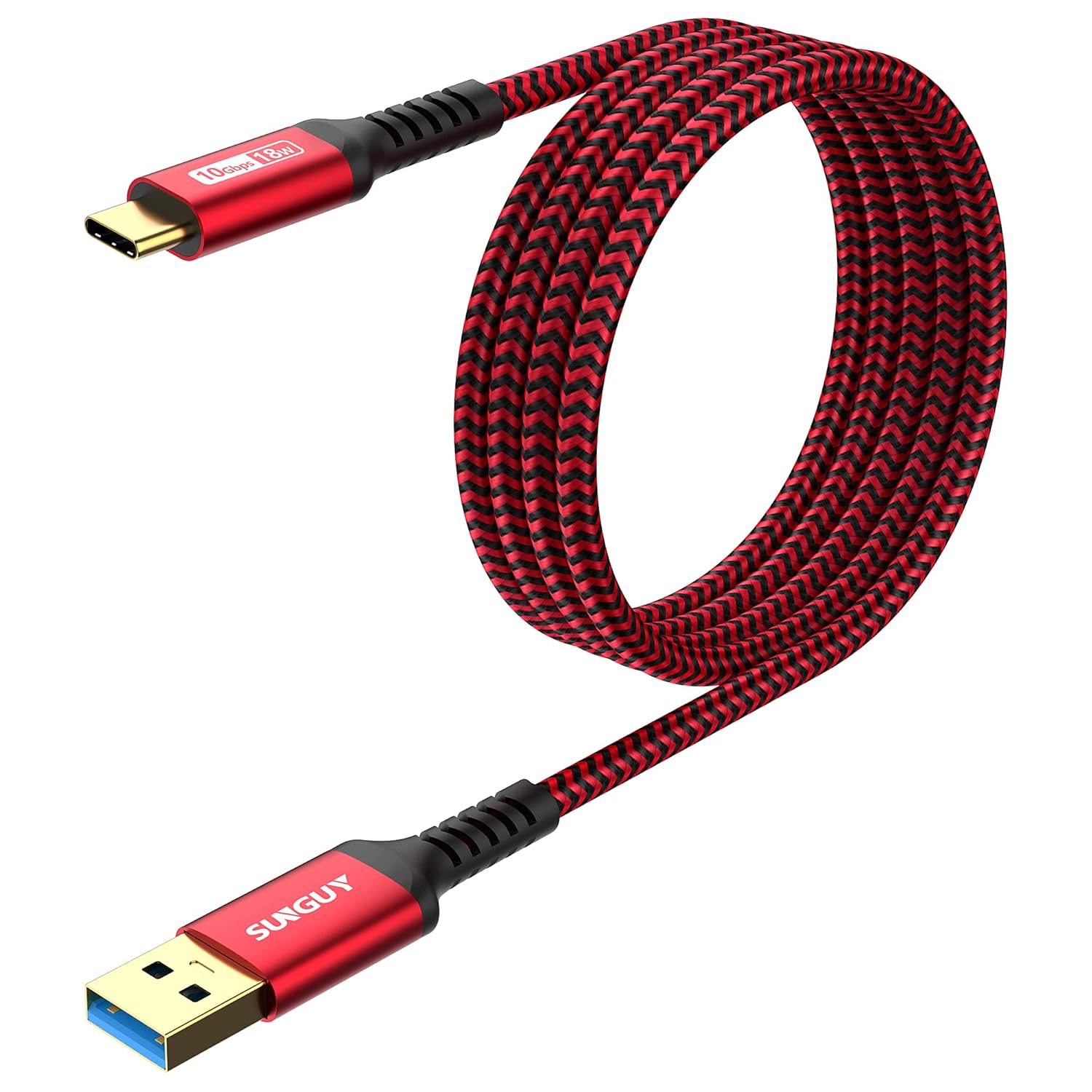 SUNGUY Cable USB C 3.1 Gen 2 de 10 Gbps, USB A a USB C 3A de carga rápida, cable USB C CarPlay, compatible con iPhone 1515 Pro Max, Galaxy S22 S21
