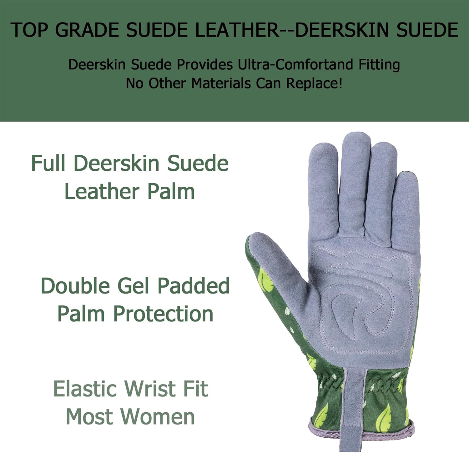 SKYDEER Guantes de jardinería para mujer con gamuza de piel de ciervo súper suave (SD6615L)
