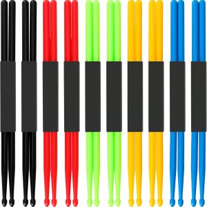 10 pares de baquetas de nailon 5A, baquetas de ejercicio de plástico antideslizante, baquetas multicolor para percusión de instrumentos, práctica, 10 pares de baquetas de nailon 5A, baquetas de ejercicio de plástico antideslizante, baquetas multicolor para percusión de instrumentos, práctica,