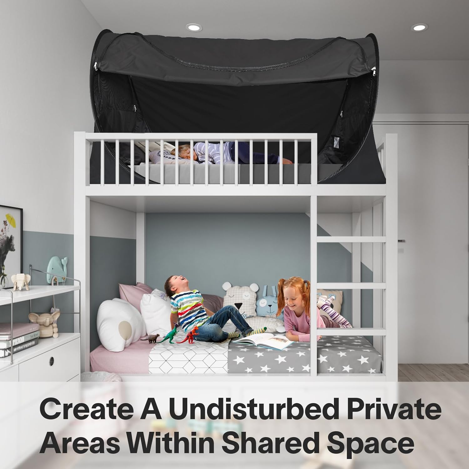 Alvantor Tienda de campaña para cama de tamaño matrimonial, toldo de cama desplegable de fácil instalación, opaca y de malla transpirable, tienda de