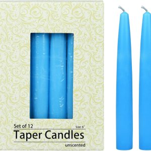 Velas cónicas de 12 piezas, 6 pulgadas, azul claro Velas cónicas de 12 piezas, 6 pulgadas, azul claro