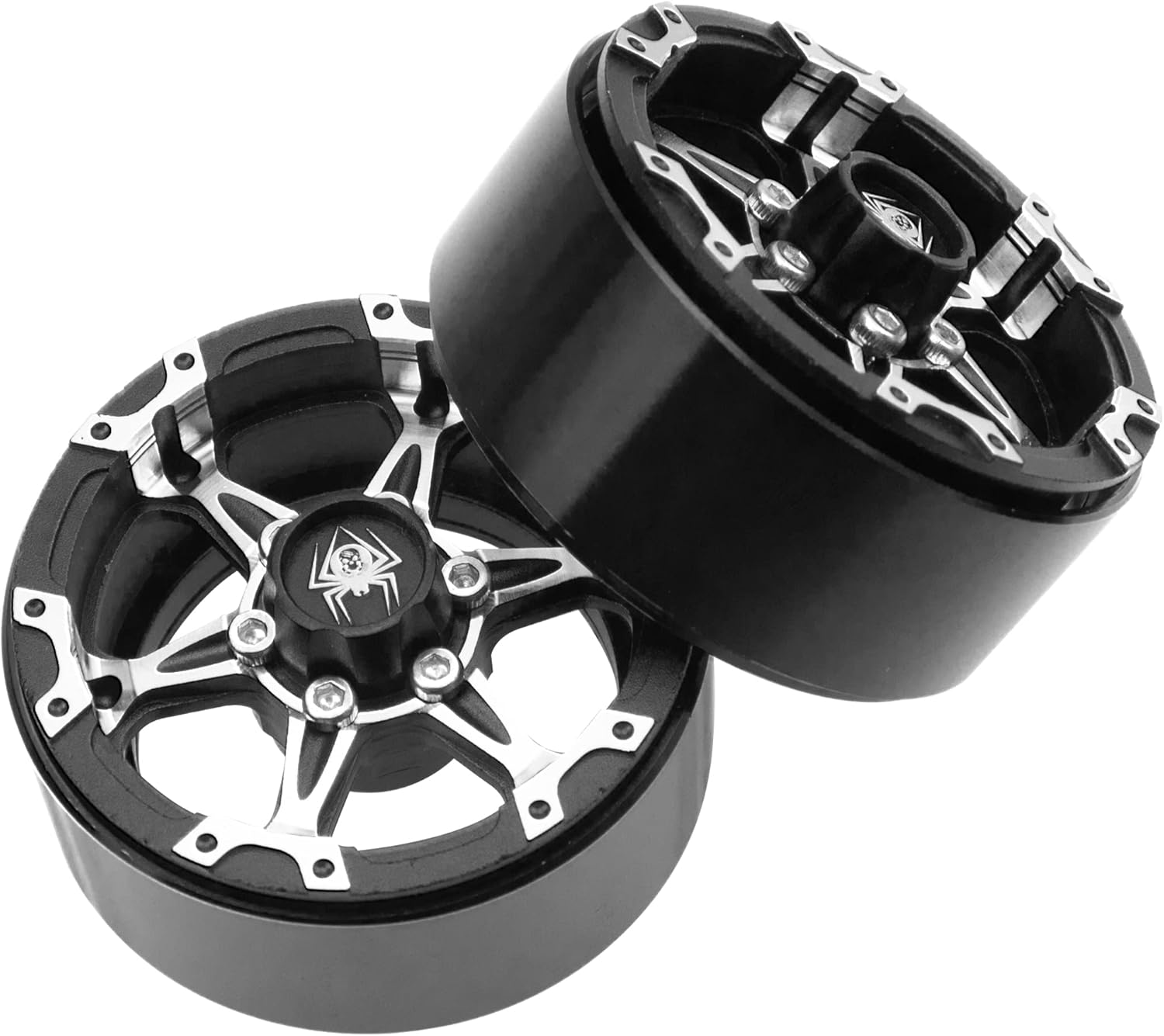 Paquete de 4 ruedas Vgoohobby de metal Beadlock de 1.9, juego de llantas de 6 radios compatibles con Traxxas TRX4 Axial SCX10 AXI03007 Tamiya CC01