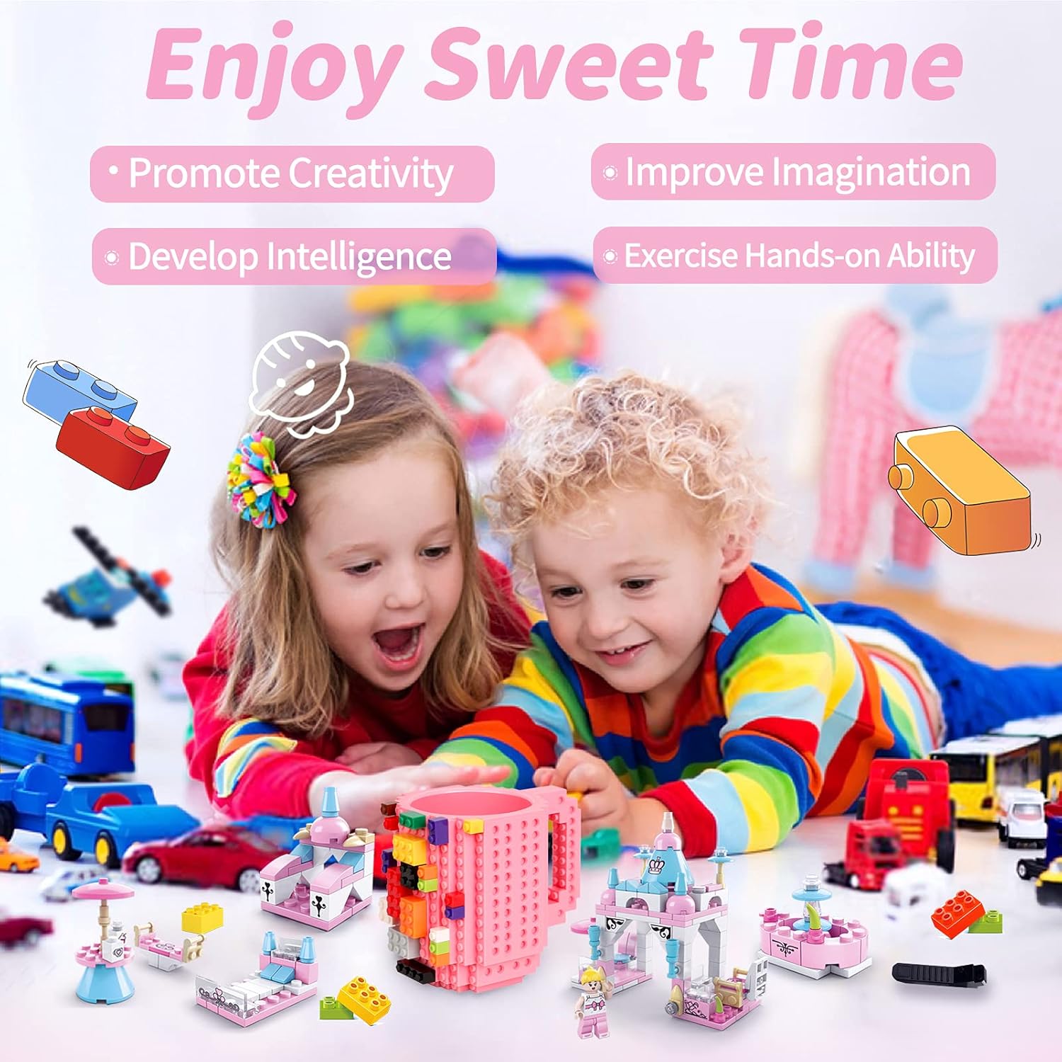 Taza de ladrillo para niños, adultos y niños, tazas de café novedosas de Cusod compatibles con Lego, divertidas tazas de café para ideas de regalo