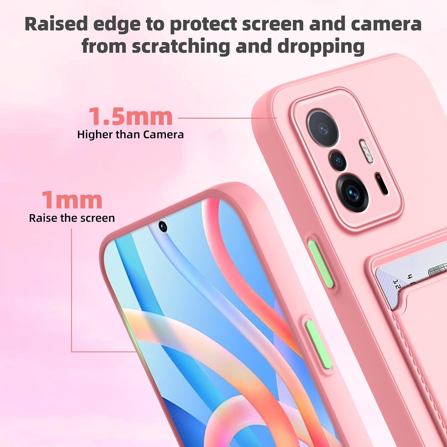 Funda para Xiaomi Mi 11T, Xiaomi 11T Pro con ranura minimalista para tarjeta de crédito TPU suave TPU silicona resistente a los arañazos delgada