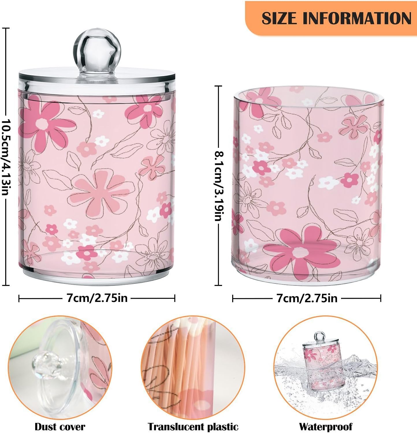 Kigai Sandía 4 tarros herméticos de vidrio transparente para almacenamiento de alimentos, puede almacenar dulces, sal, granos de café, con tapa,