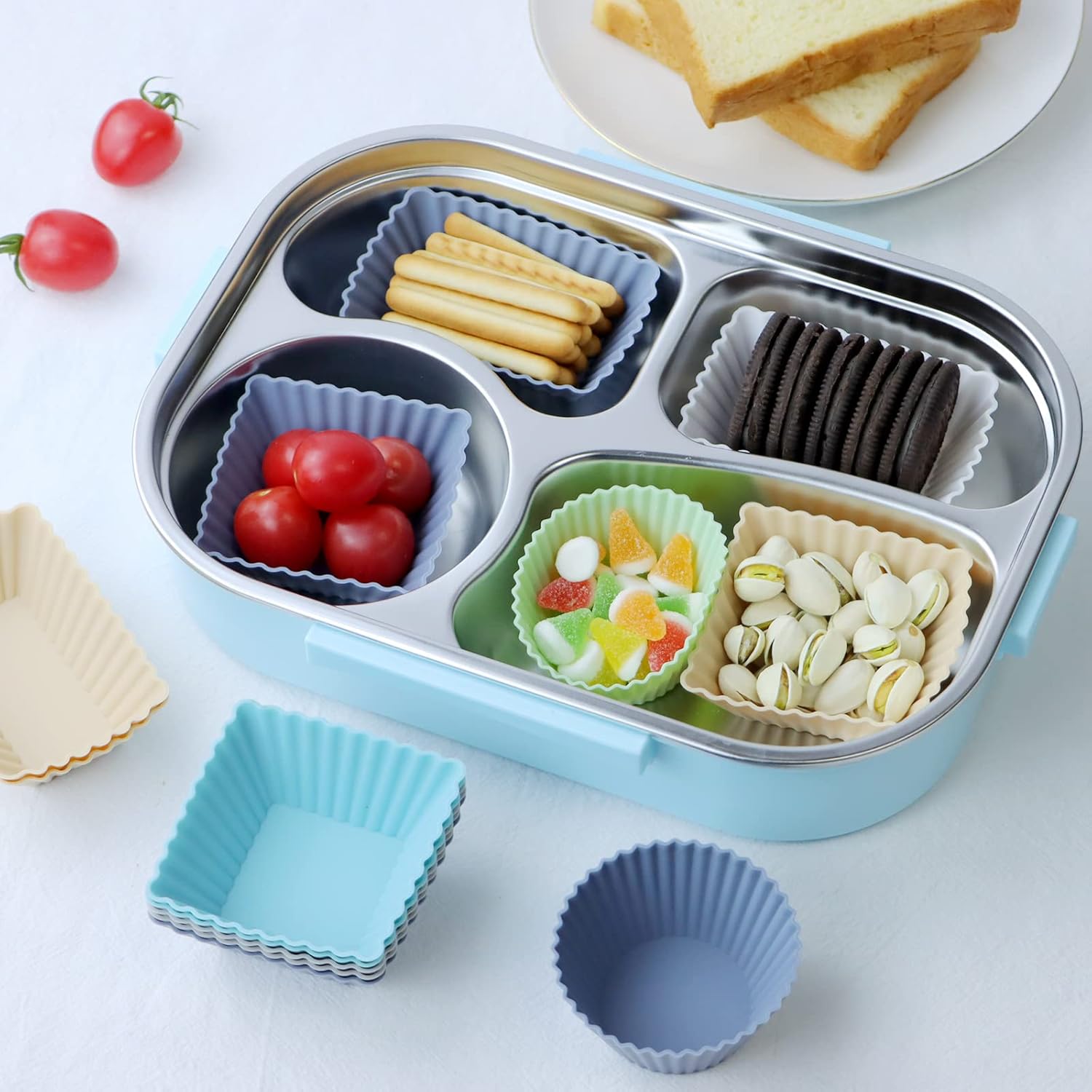 Paquete de 36 forros de silicona para cupcakes, tazas reutilizables para magdalenas, tazas redondas, cuadradas y rectangulares, antiadherentes,