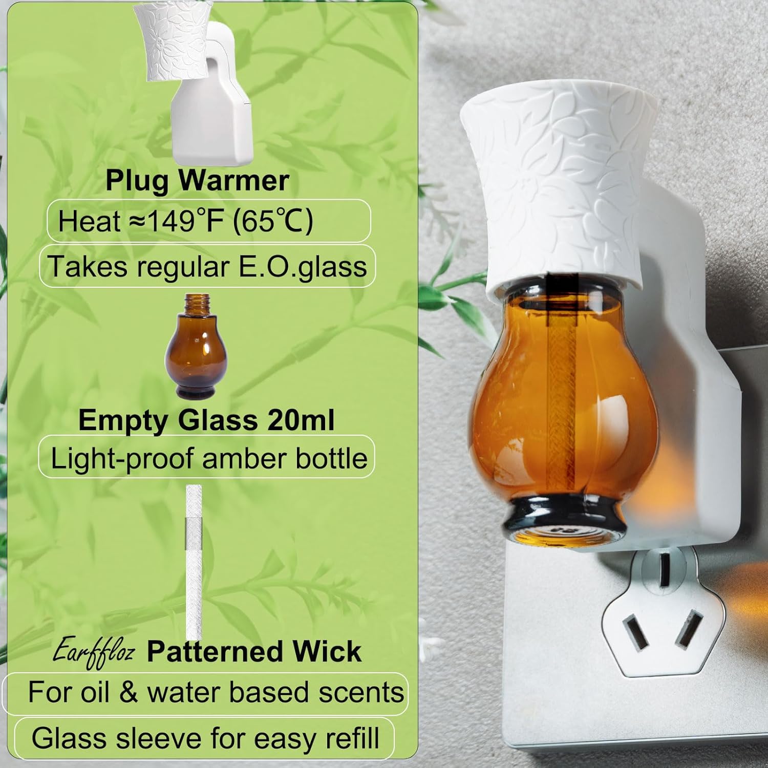 4 paquetes de enchufes en blanco para ambientador de bricolaje, difusor de aromaterapia enchufable vacío libre para rellenar con aceites esenciales
