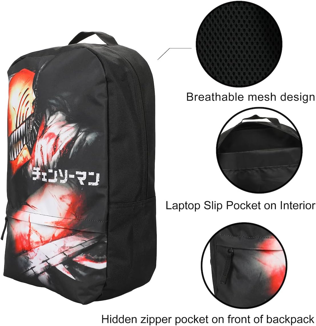Mochila para portátil Chainsaw Man Denji Black, Negro -, Personalizado