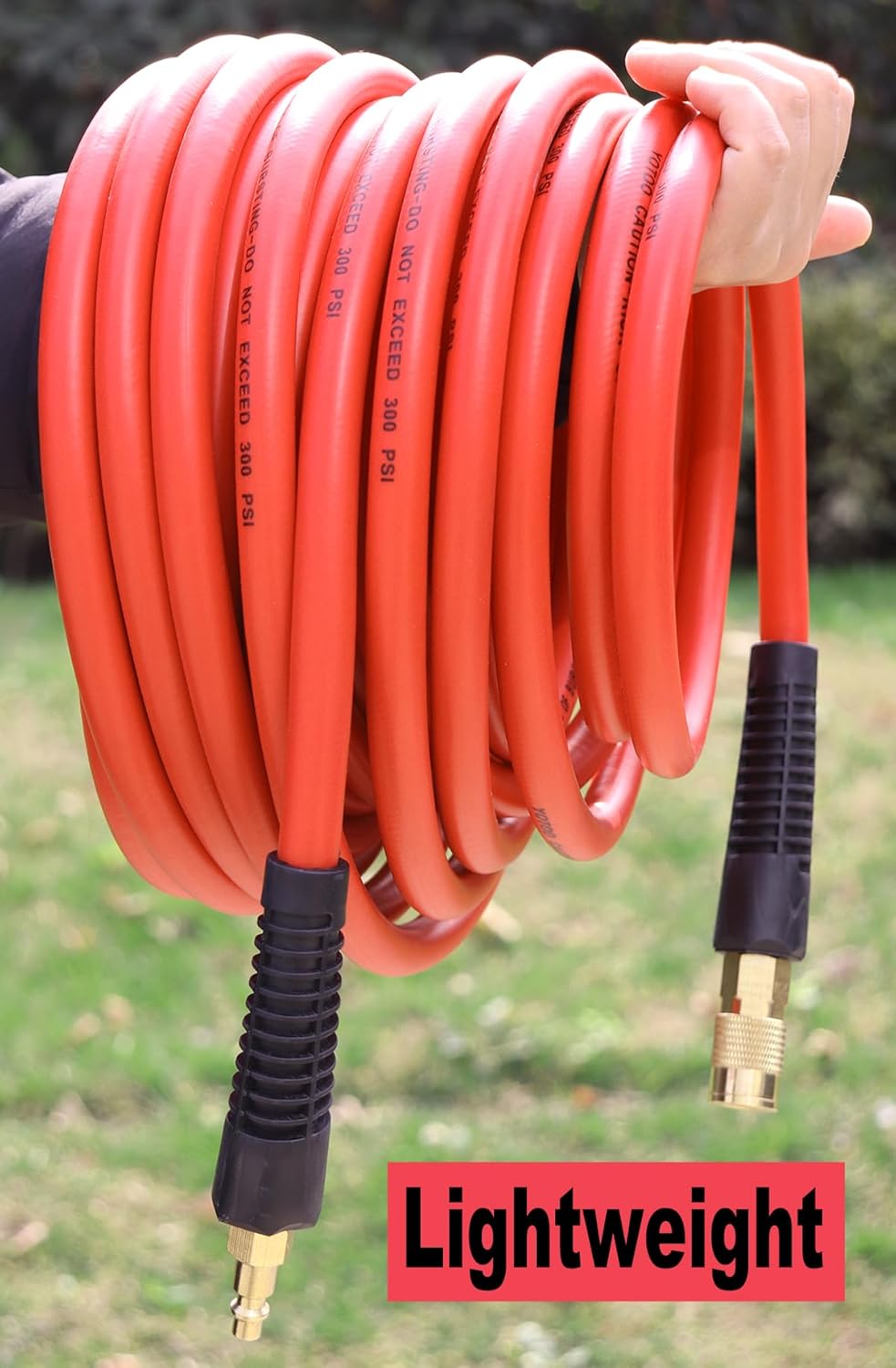 YOTOO Manguera de aire de 38 pulgadas x 10 pies, manguera híbrida de compresor de aire de 300 PSI, resistente, ligera, resistente a las torceduras,